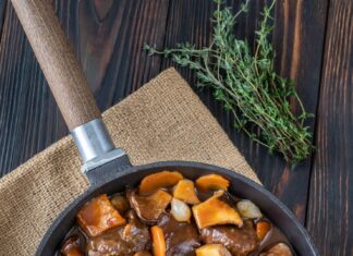 Тушеная печень с луком на сковороде